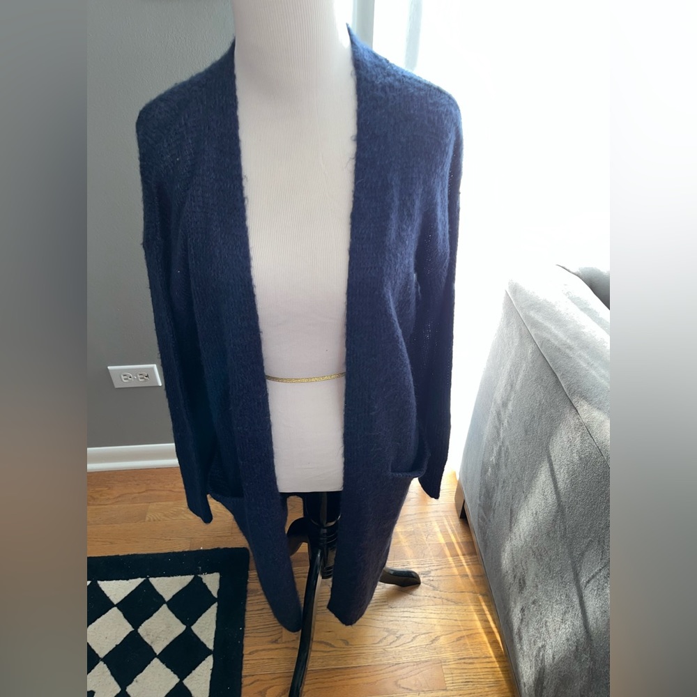 Blue h&m long cardigan.  Front pockets. Size xs.